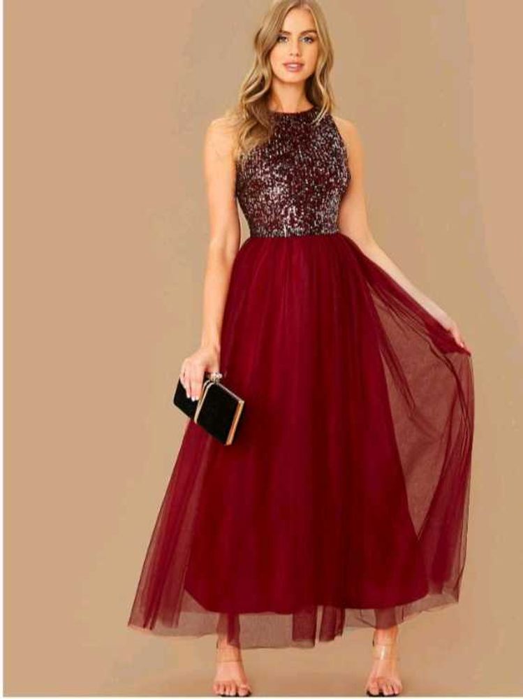 Floor length Maroon gown