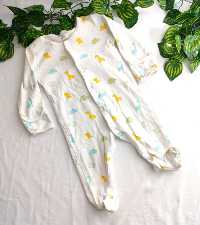 White With Cartoon Print Romper Dresses (Baby's)