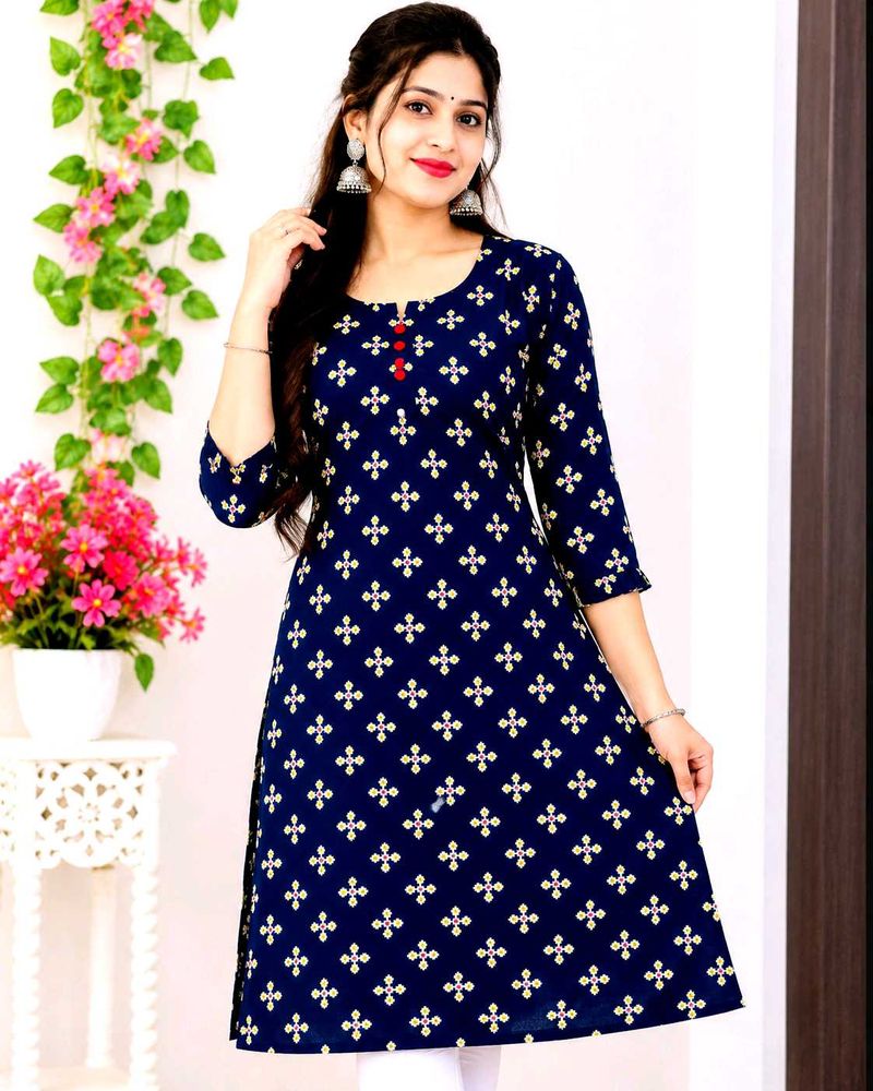 Stylish Navy Blue Printed Kurta