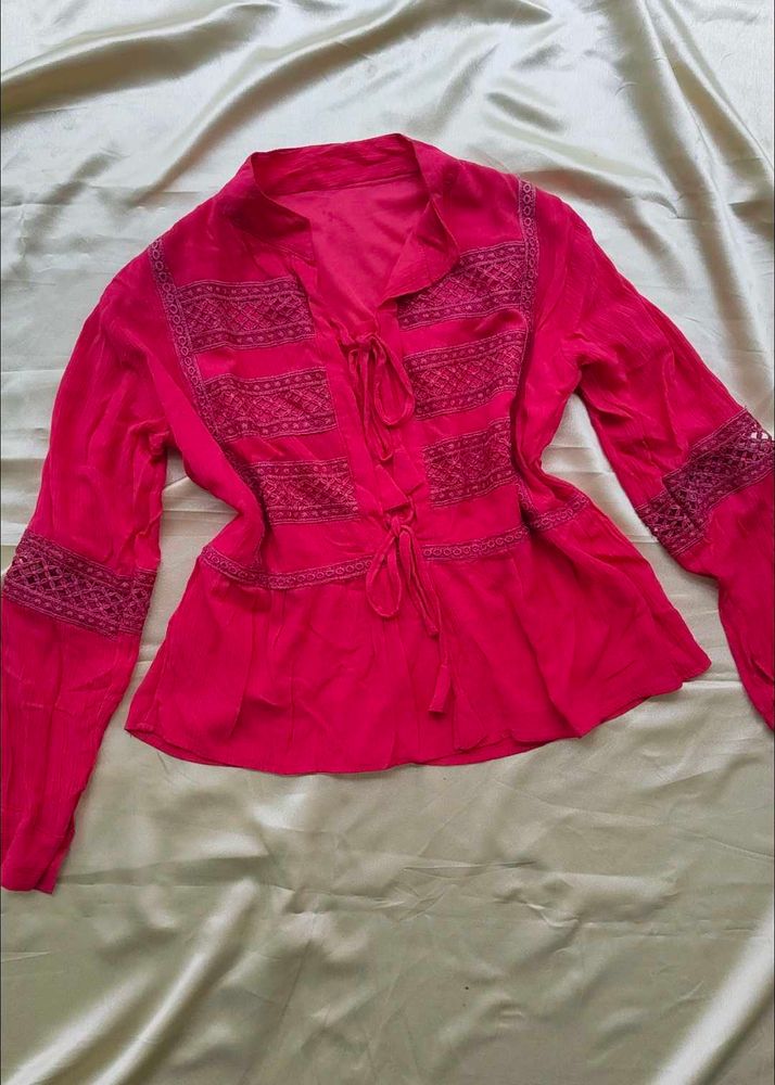 Pink Embroidered Tunic Top