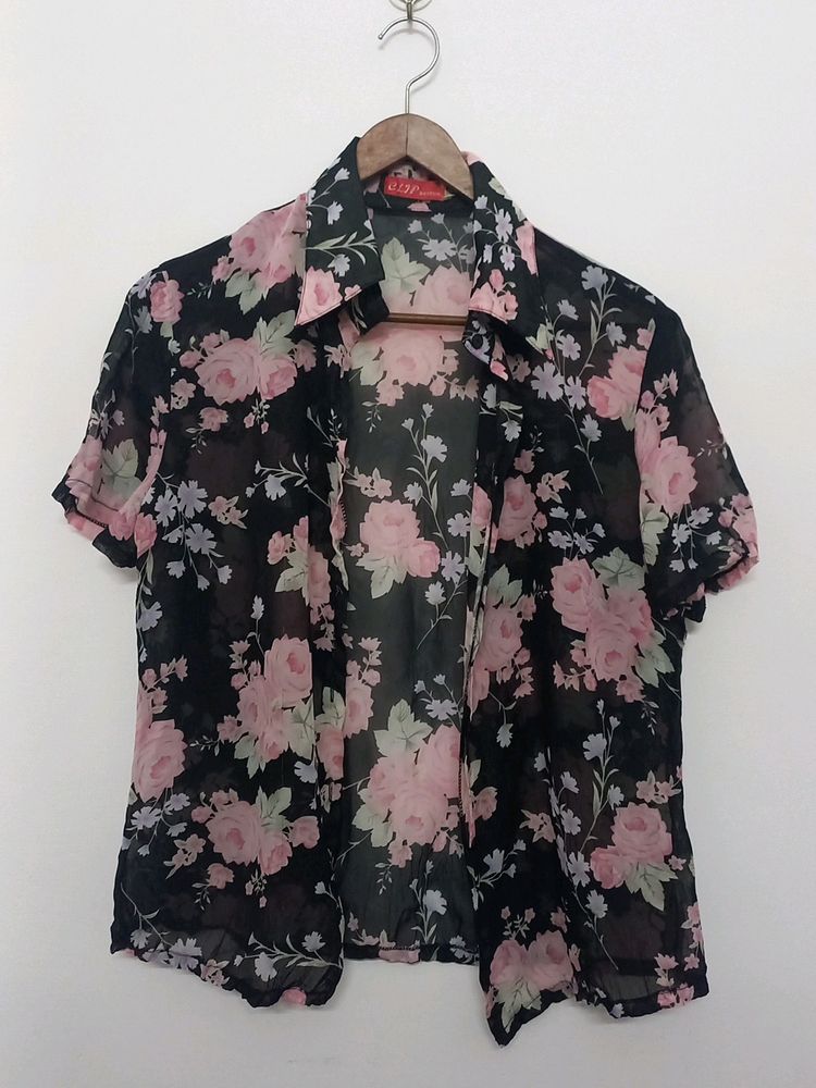 Floral Shirt For Girls | See-through| Size: M-L💫