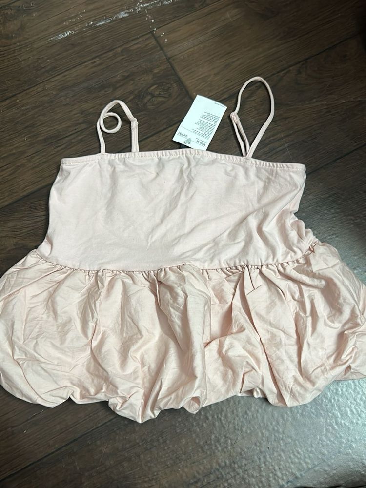 Cute Pink Bubble Hem Top