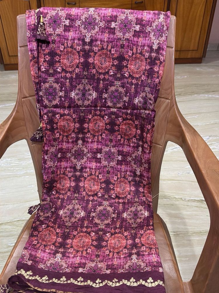 Designer Purple Print Saree