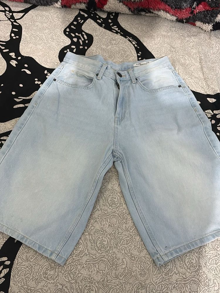 short jeans Light Wash Wide Leg Denim Shorts