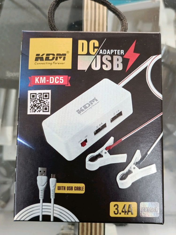 KDM 3.4A DC Adapter USB Charger