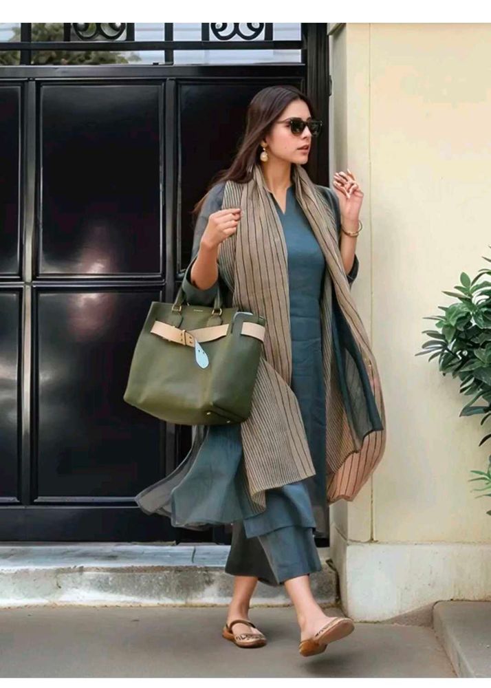 Classy Stale Color Kurta Set with Dupatta