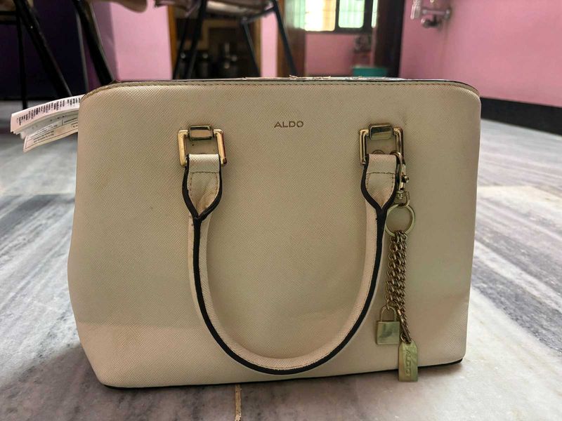 ALDO Cream Handbag with Lock Charm