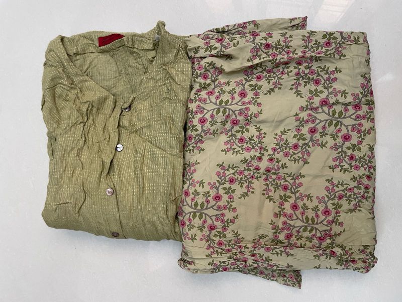 Kurta Suit Set - Light Green Floral