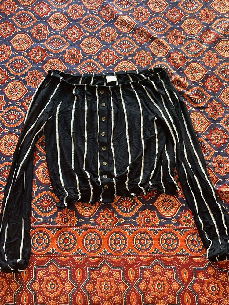 H&amp;M Striped Off-Shoulder Top