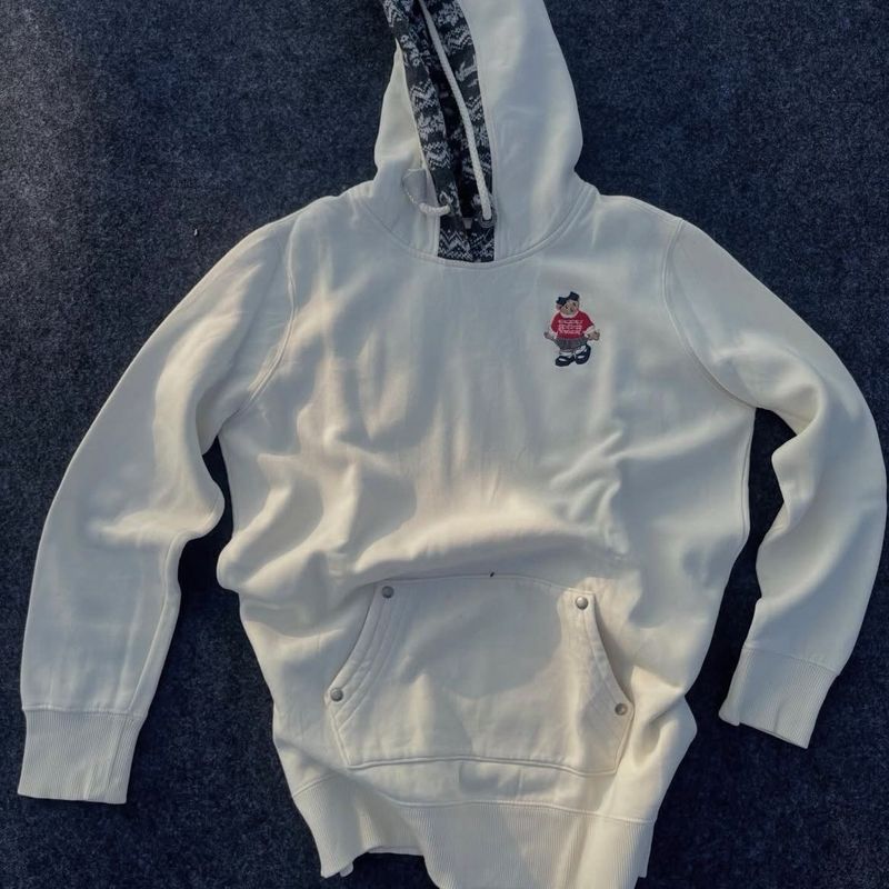 Cream Hoodie with Graphic Print