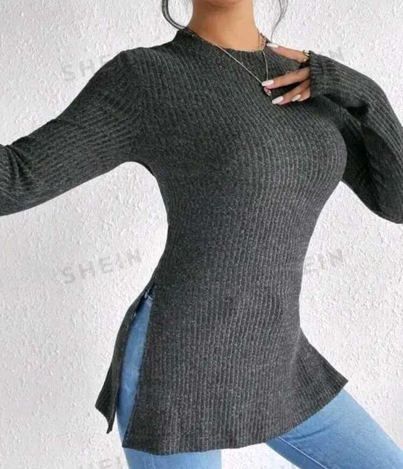 Women's Ribbed Knit Tunic Top