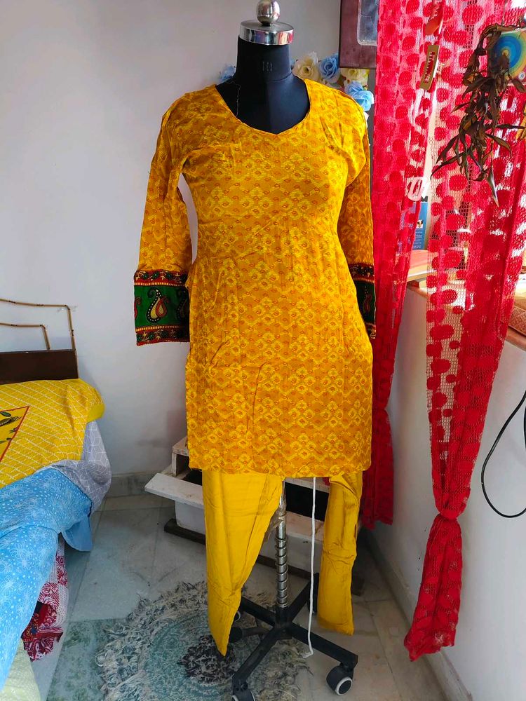 Vibrant Yellow Kurta Set with Trousers