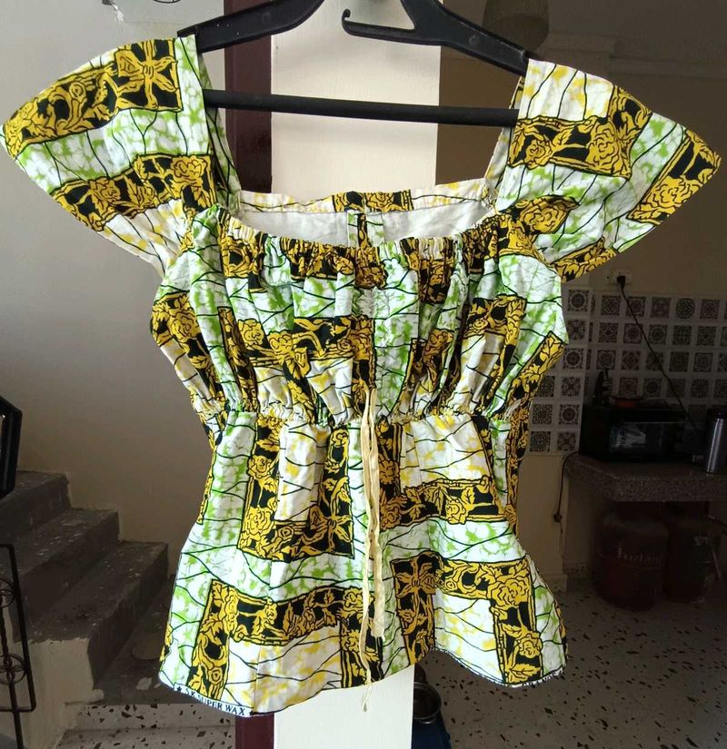 Vibrant African Print Peplum Top