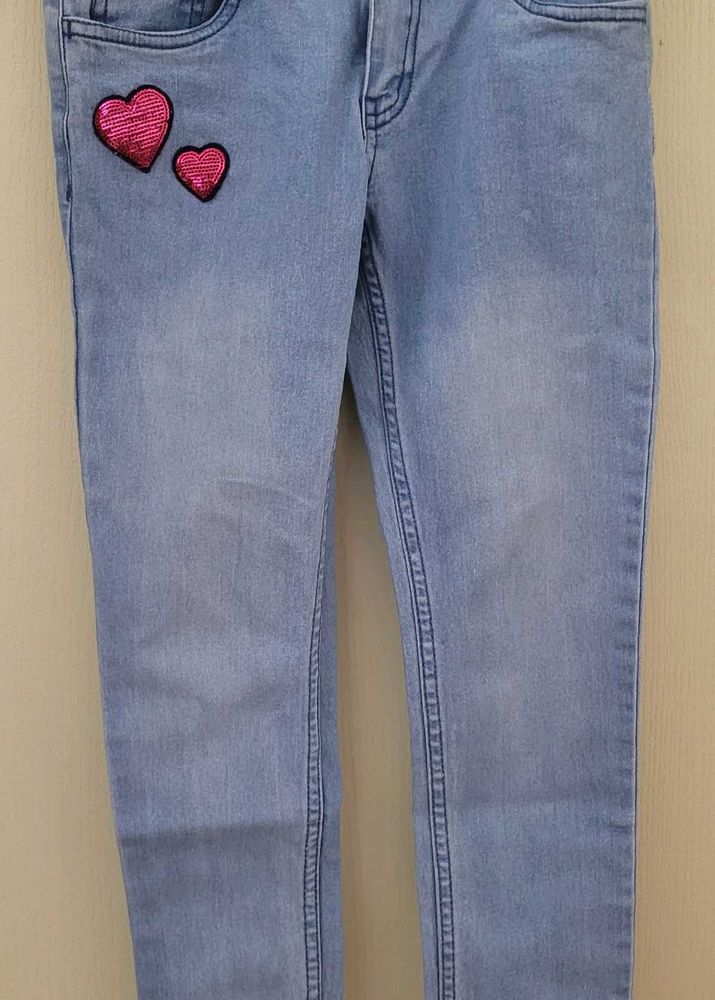 Excellent condition Girls' Light Wash Heart Jeans