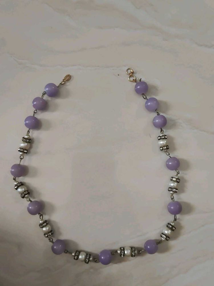 Elegant Purple &amp; Pearl Necklace