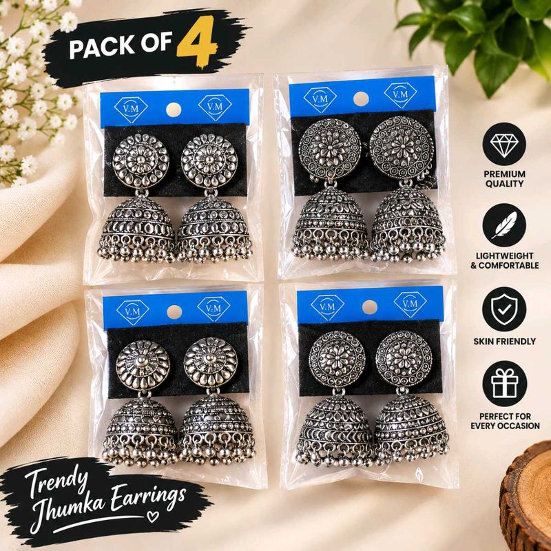 Pack of 4 Trendy Jhumka Earrings