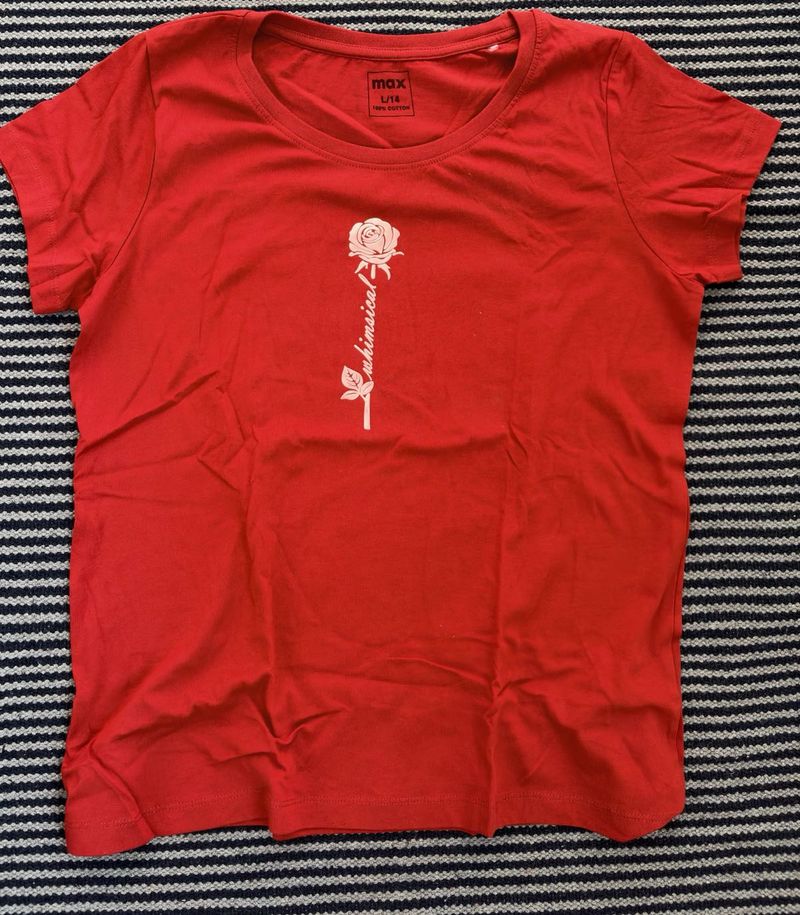 Red Rose Print T-Shirt
