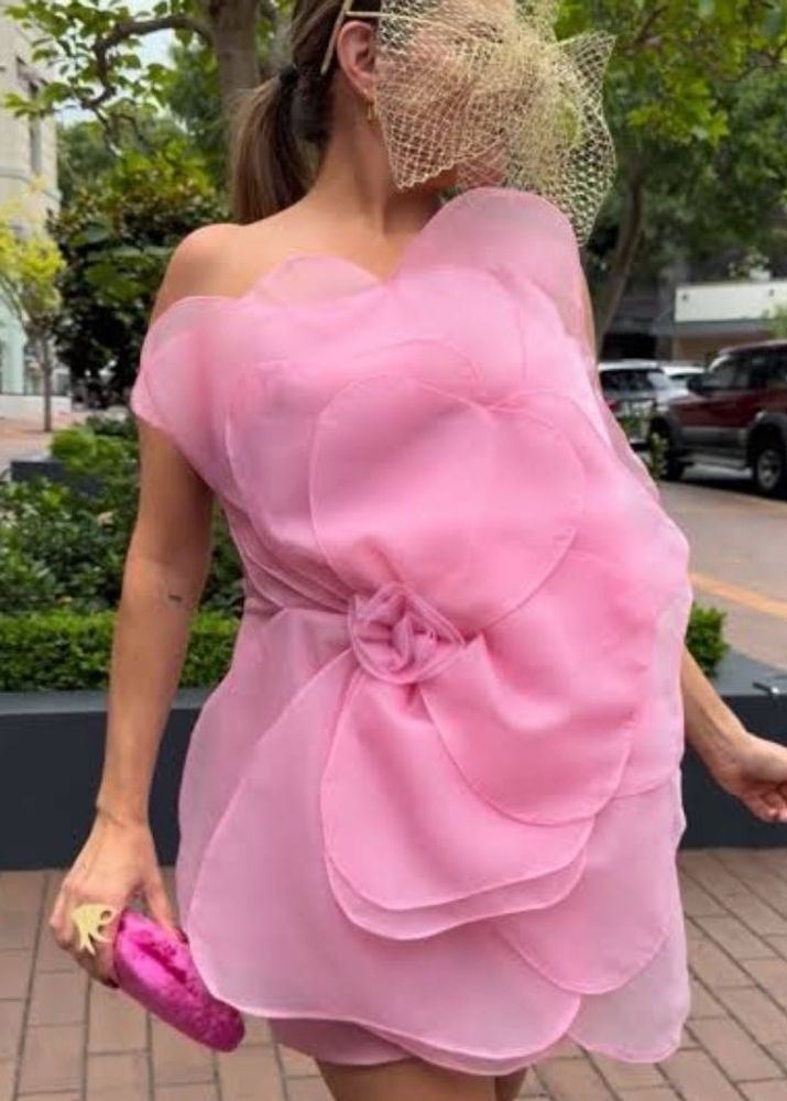 luxury Stunning Pink Floral Party Dress