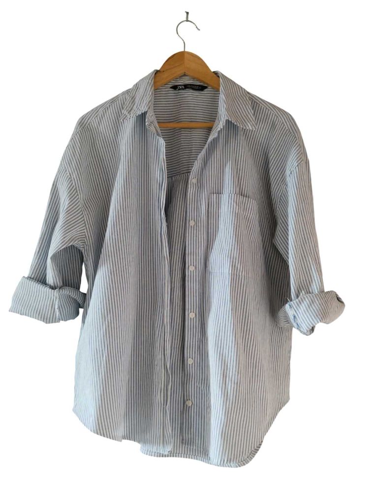 ZARA Striped Oversized Button-Down Shirt