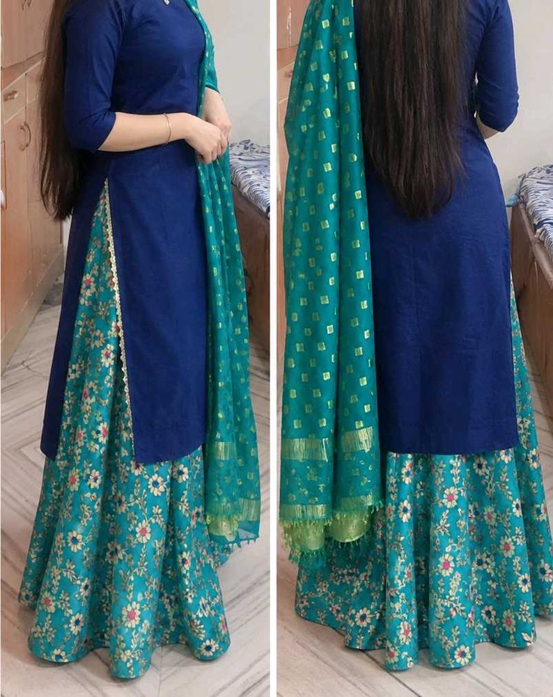 suit with Banarasi lehenga