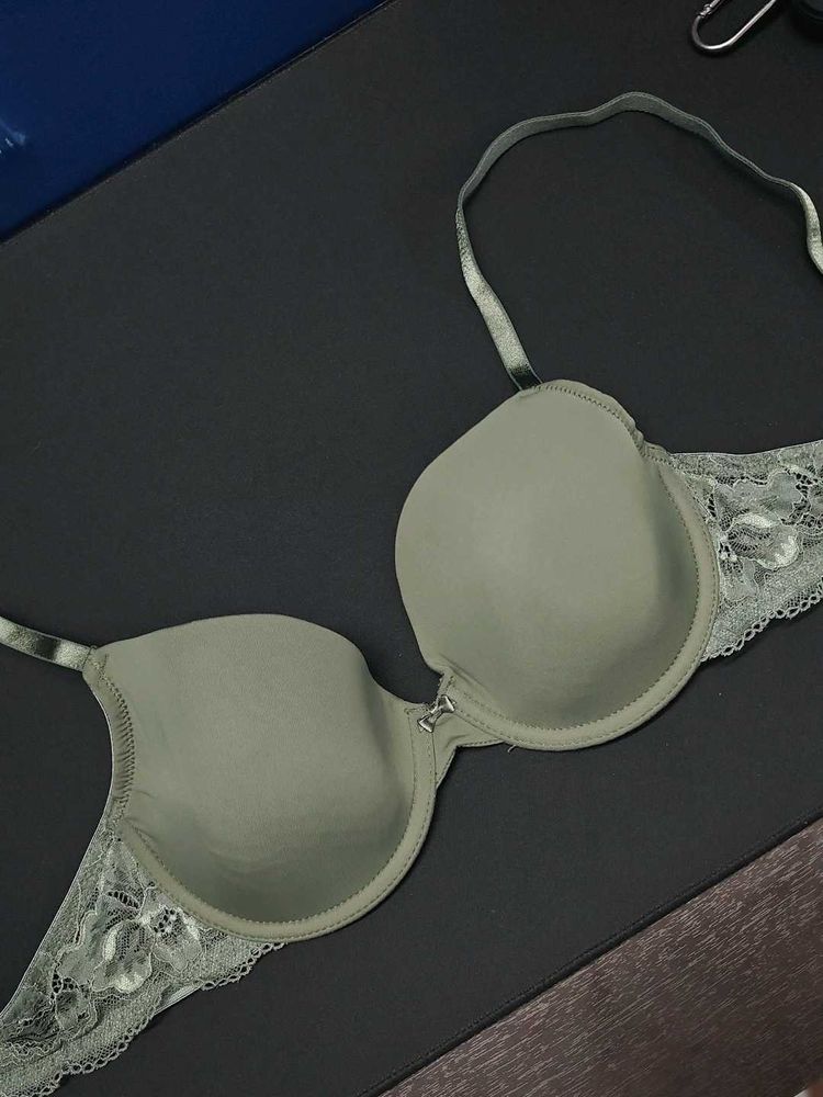 Olive Green lace bra - 32C