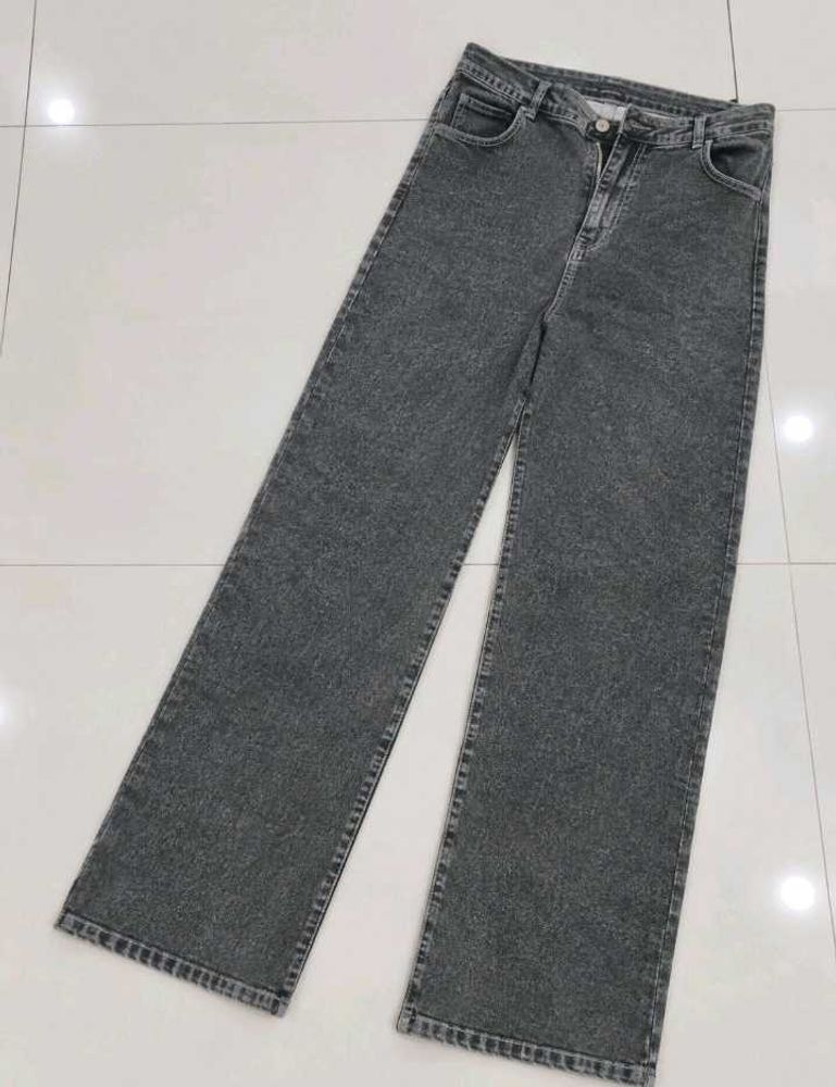 Grey Wide Leg Jeans
