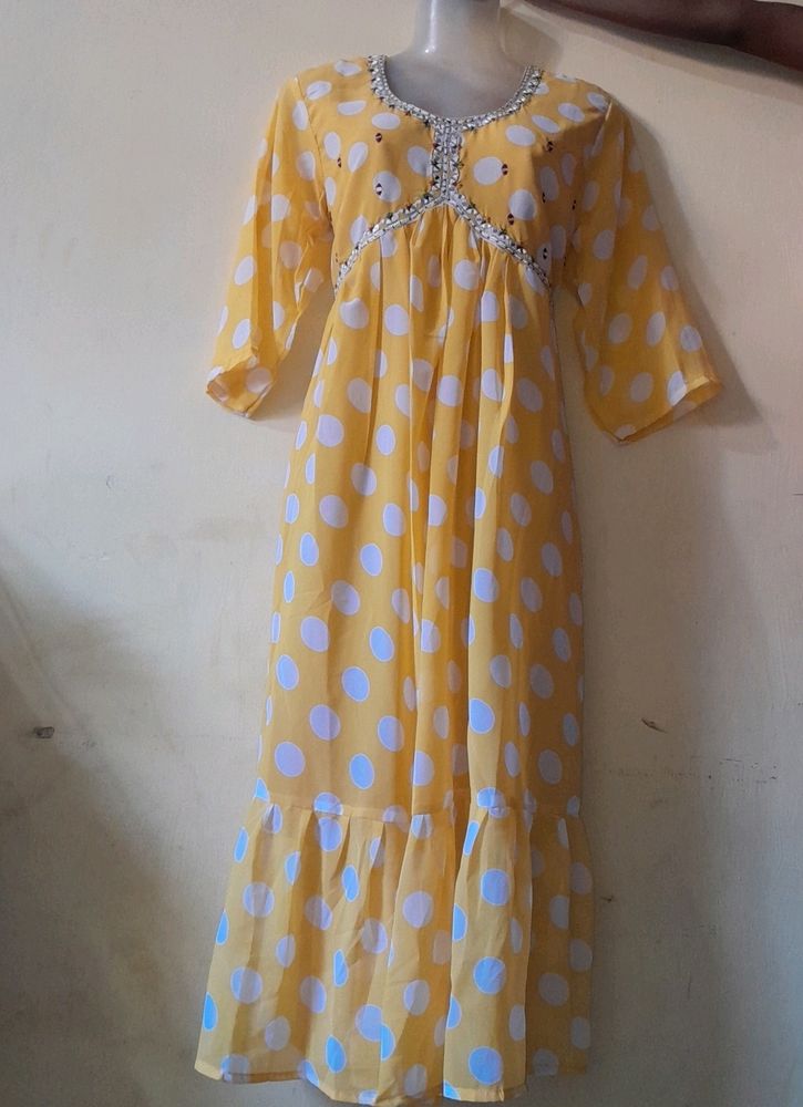 Yellow Polka Dot Maxi Dress