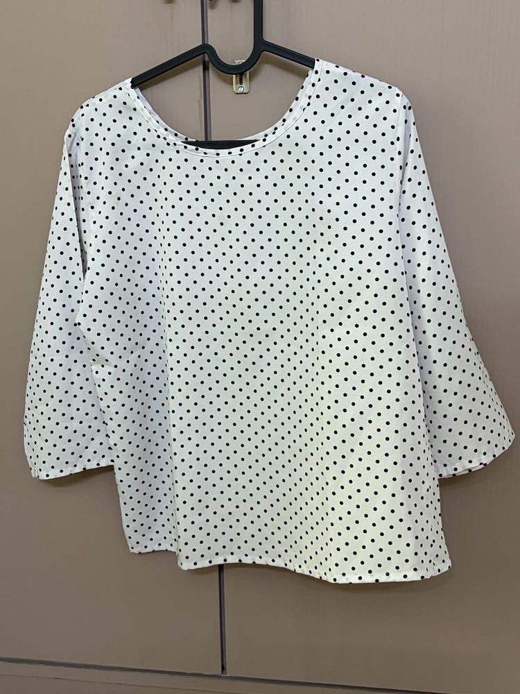 Chic Polka Dot White Top