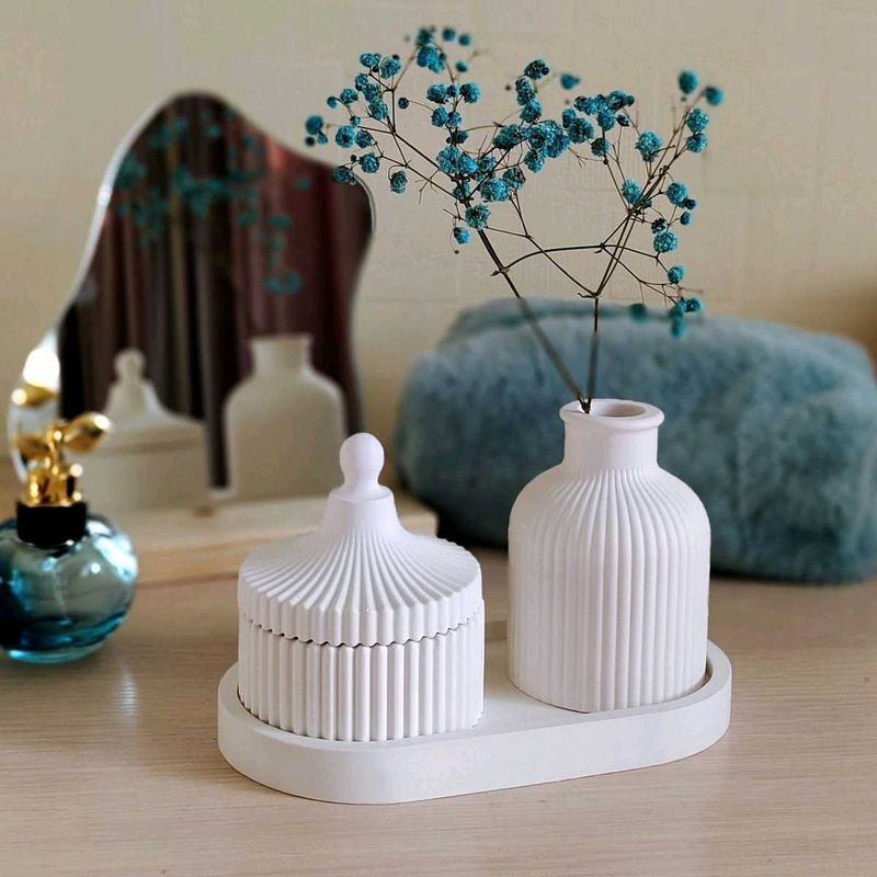 White Ceramic Vase Set