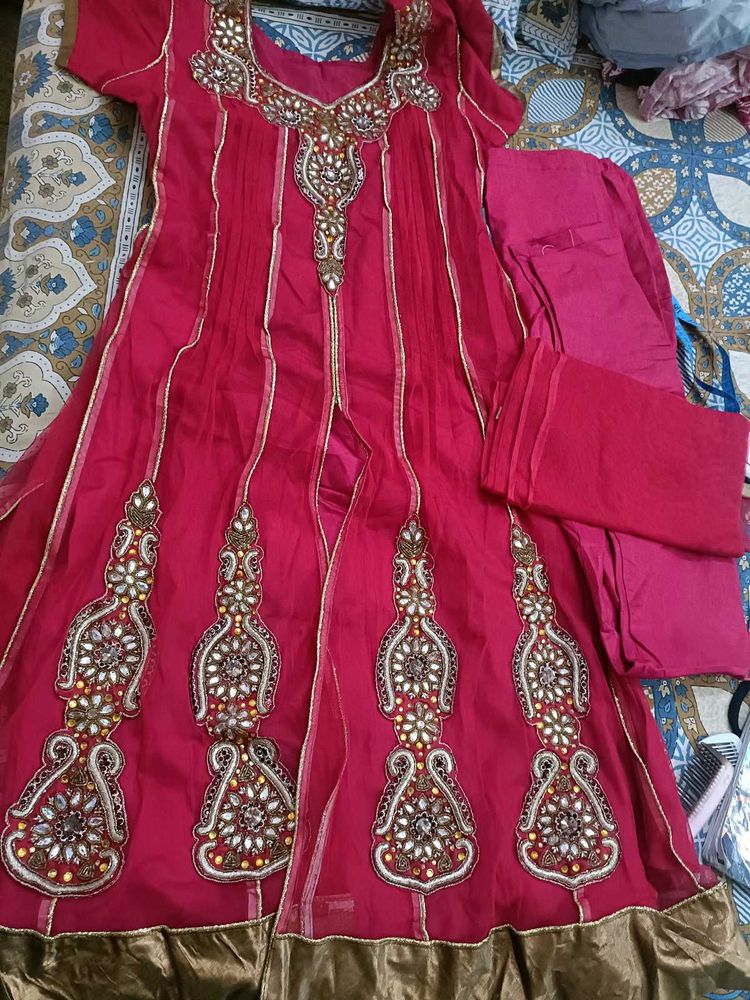 Heavy Work Party Wear Anarkali Suit With Pajami