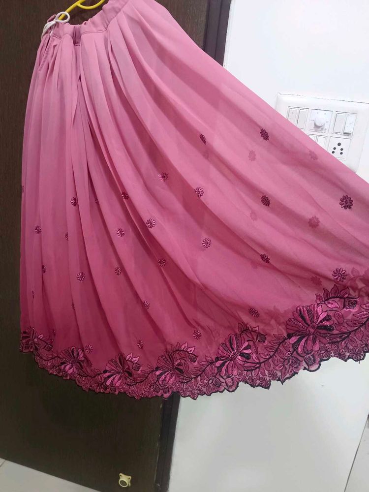 Pink Embroidered Skirt