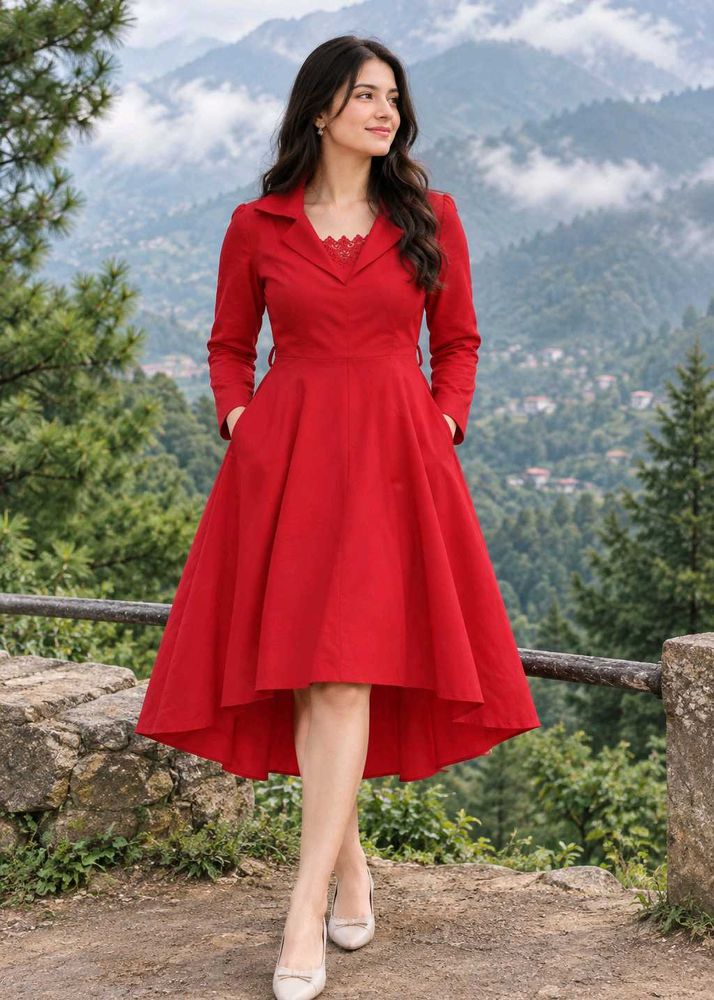 Royal Red High-Low Frock❤️✨