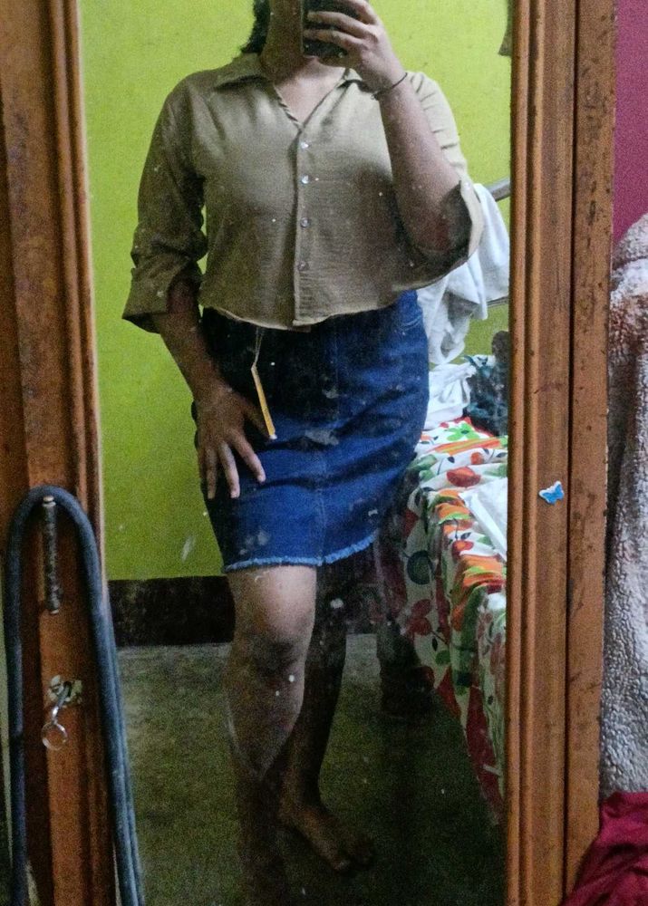 Stylish A-line Denim Short Skirt