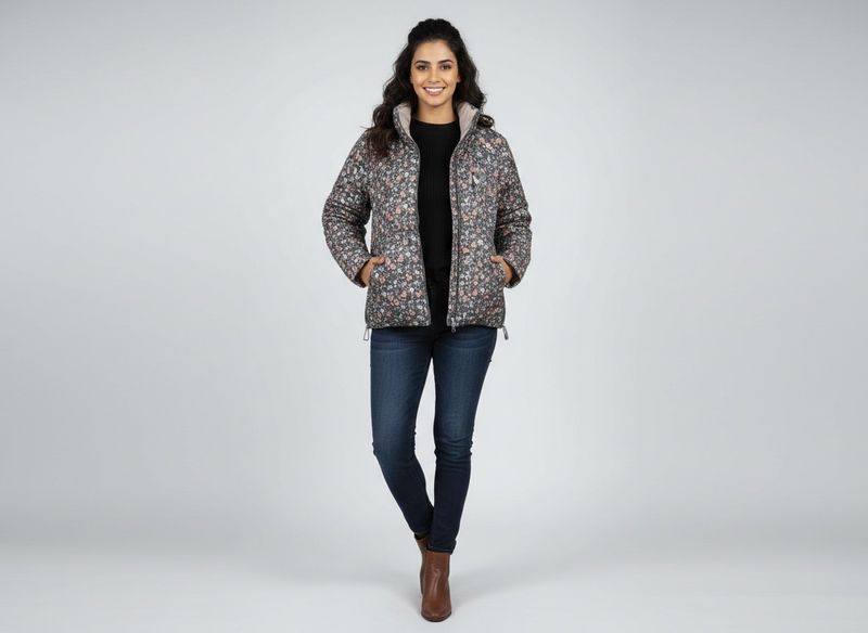 Floral Print Padded Jacket