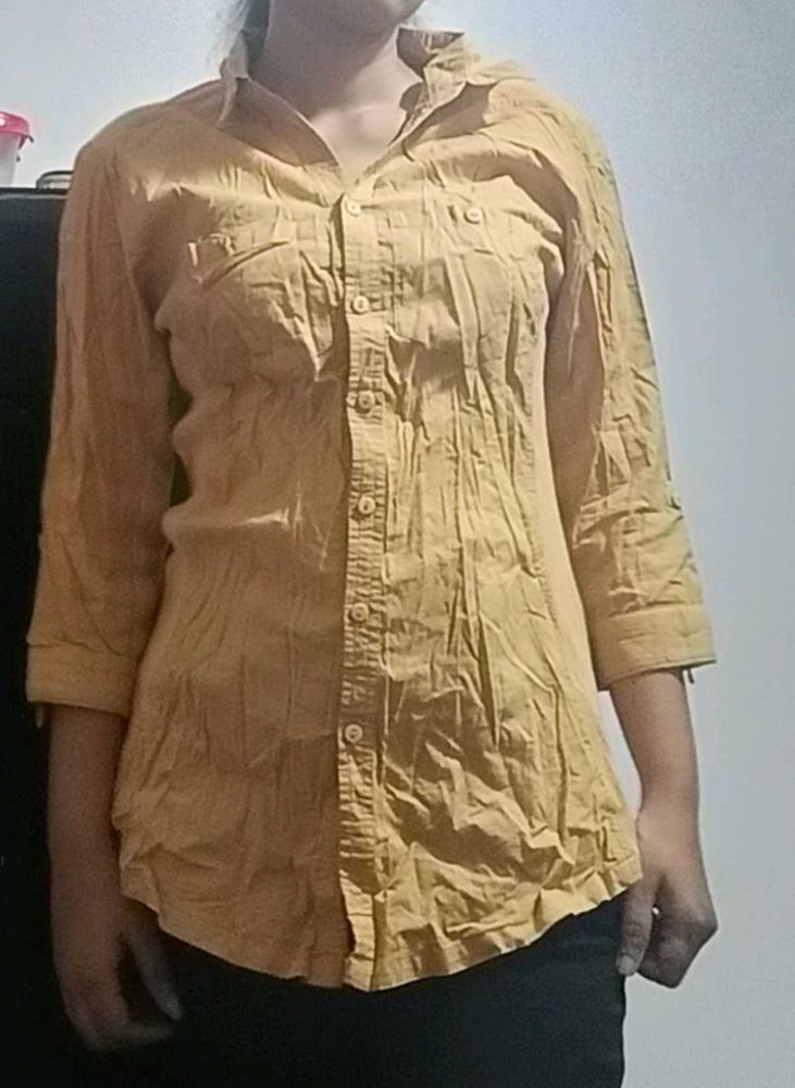 Women's Yellow Button-Up Shirt