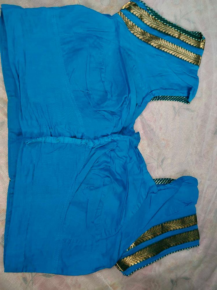 Teal &amp; Gold Embroidered Kurti