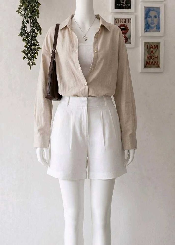 White Wide Leg Pleated Shorts