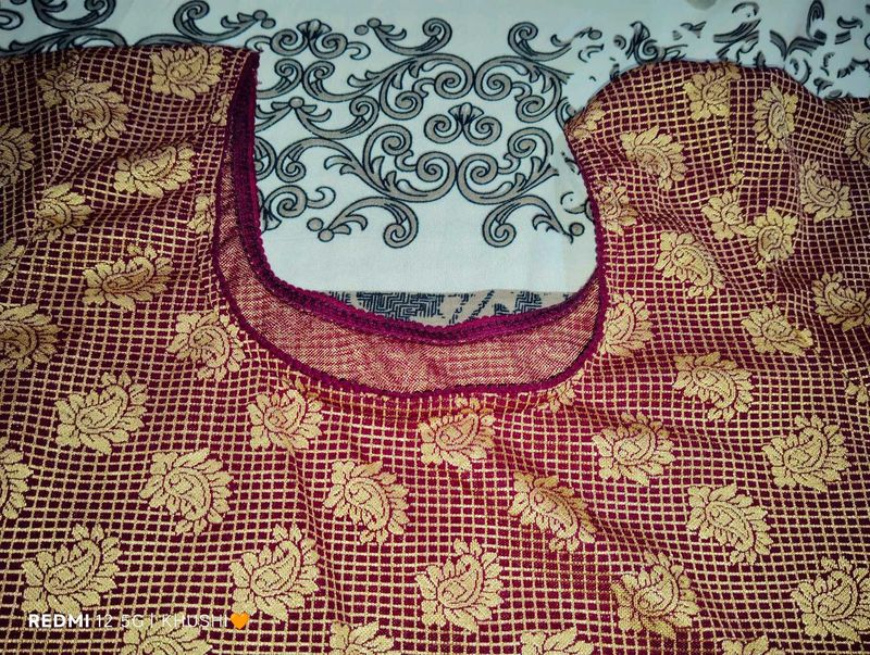 Maroon &amp; Gold Brocade Blouse