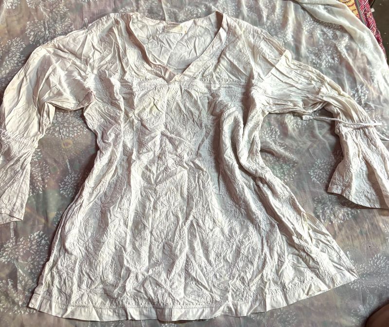 Boho Embroidered Cotton Tunic Top