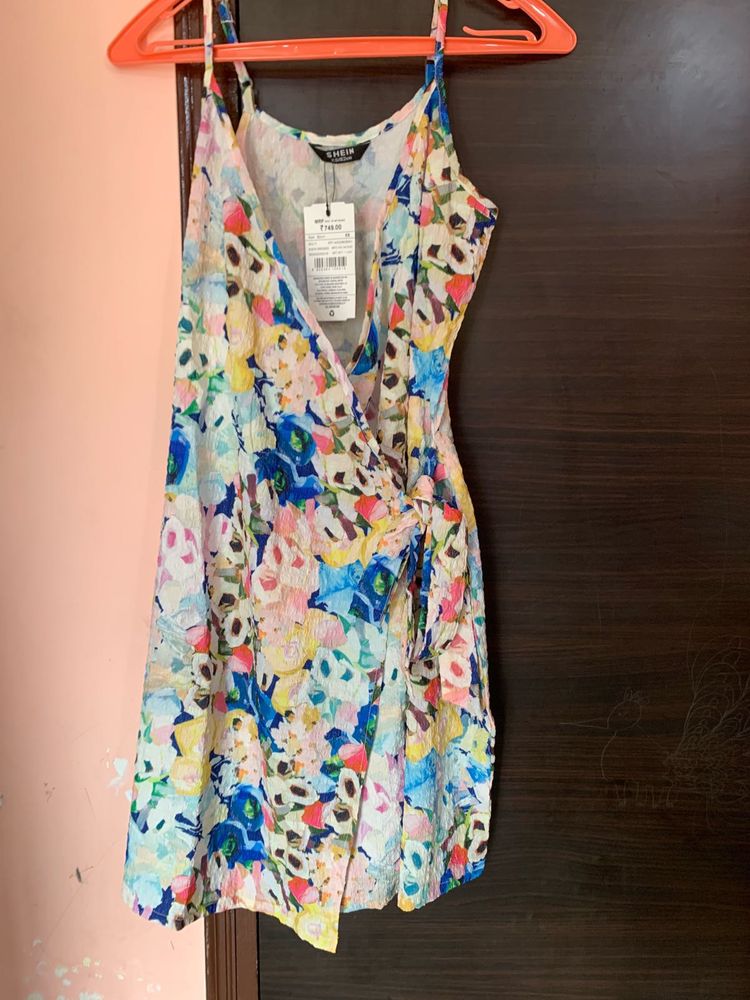 Floral Wrap Mini Dress - New with Tags