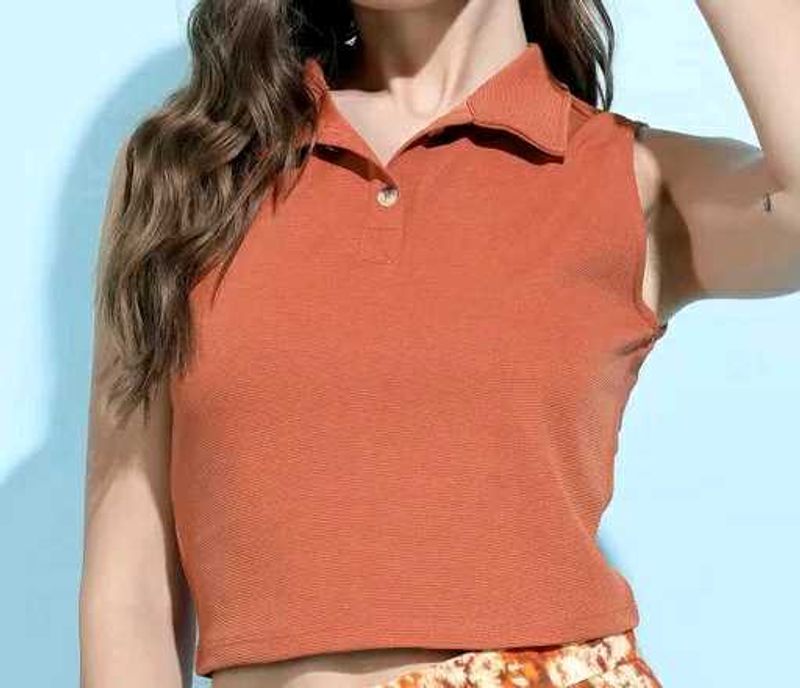 Tokyo Talkies Women Terracotta Solid Shirt Style