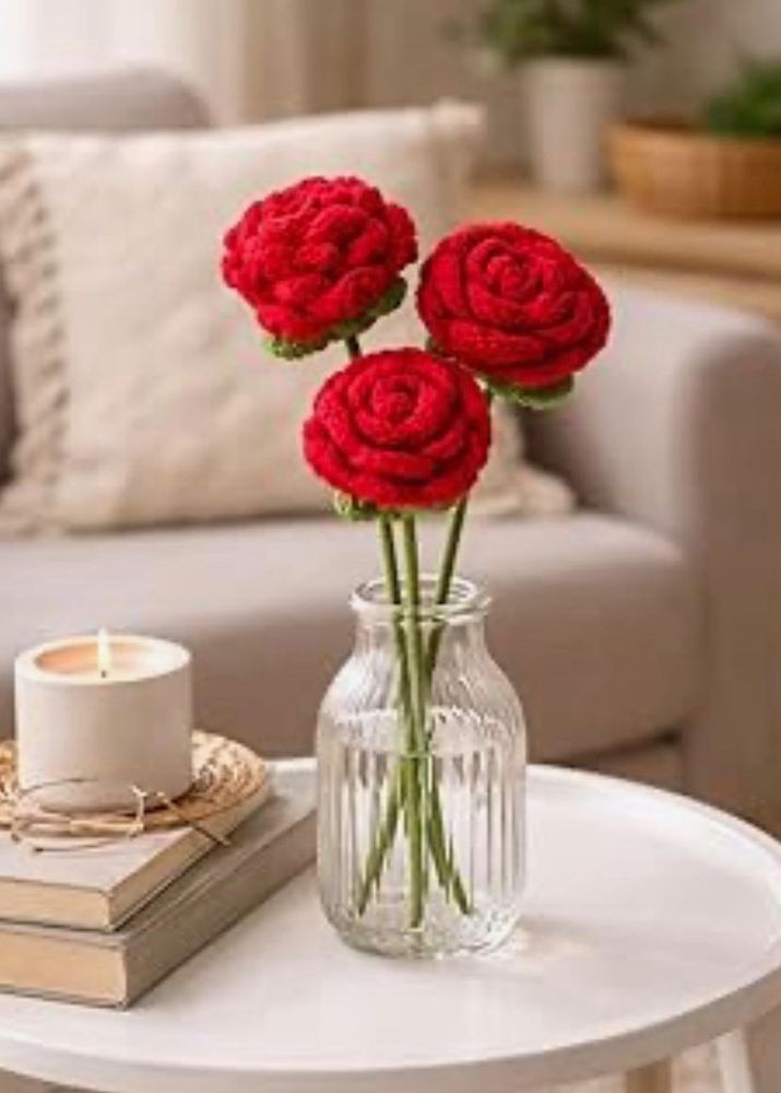 Handmade Crochet Rose Flowers for one piece