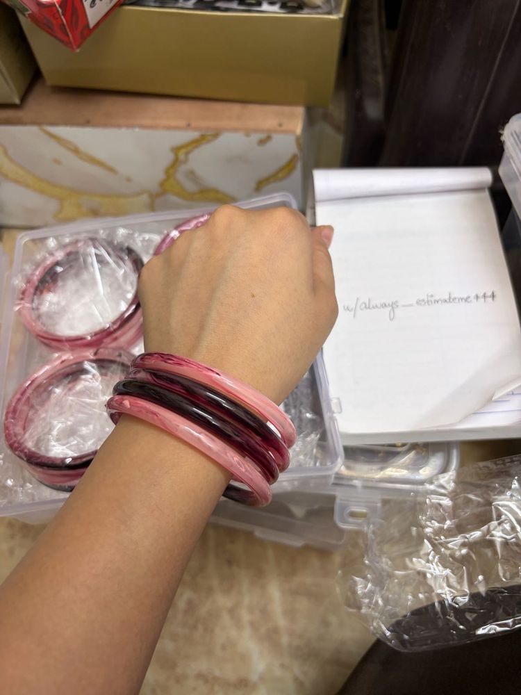 Mulberry &amp; Rose Pink Marbled Bangles