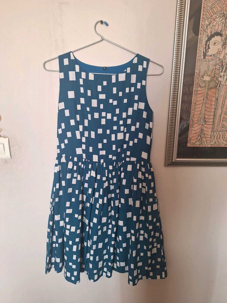 Blue &amp; White Pattern Dress