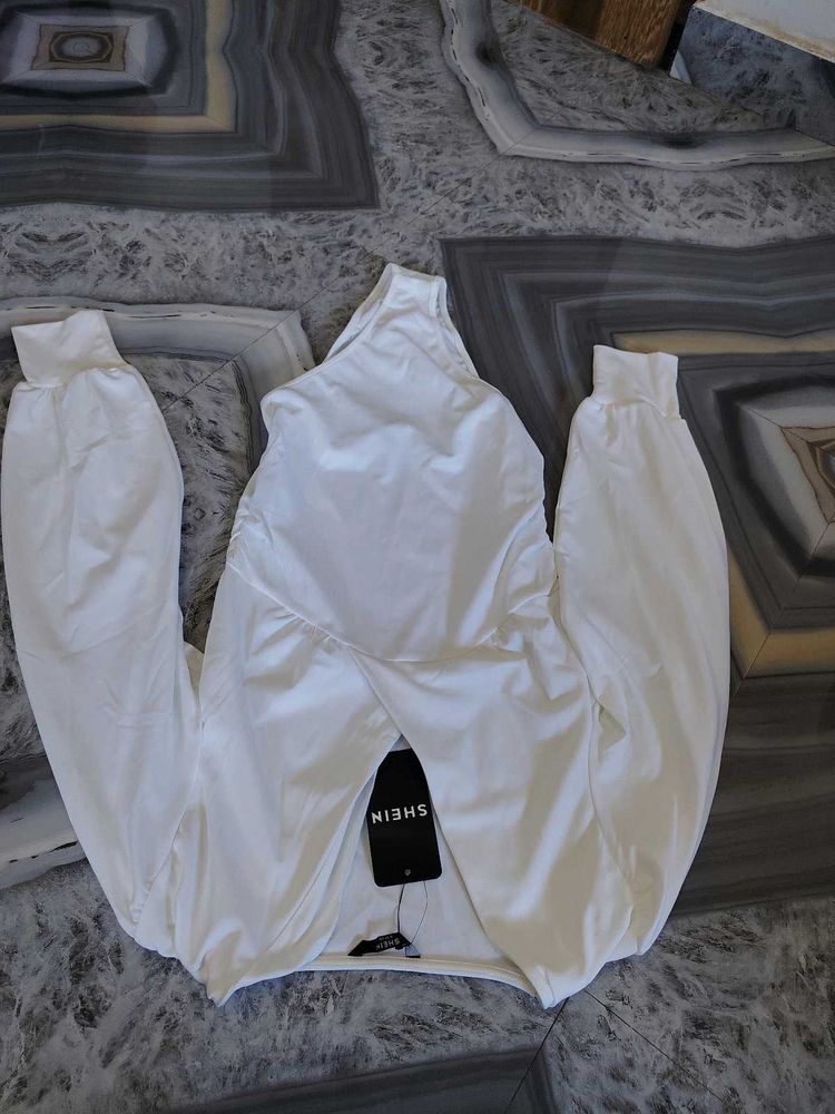 Shein White Cut-Out Long Sleeve Top