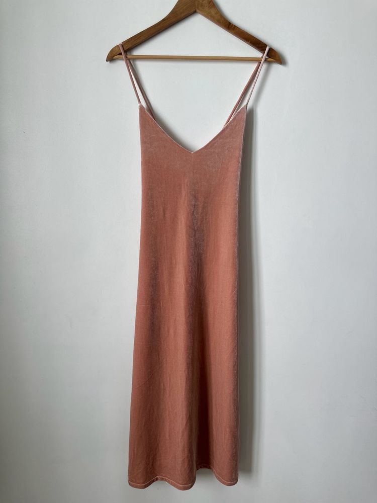Coral Velvet Slip Dress