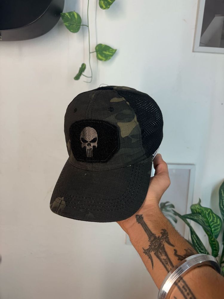 Skull Patch Camo Trucker Hat