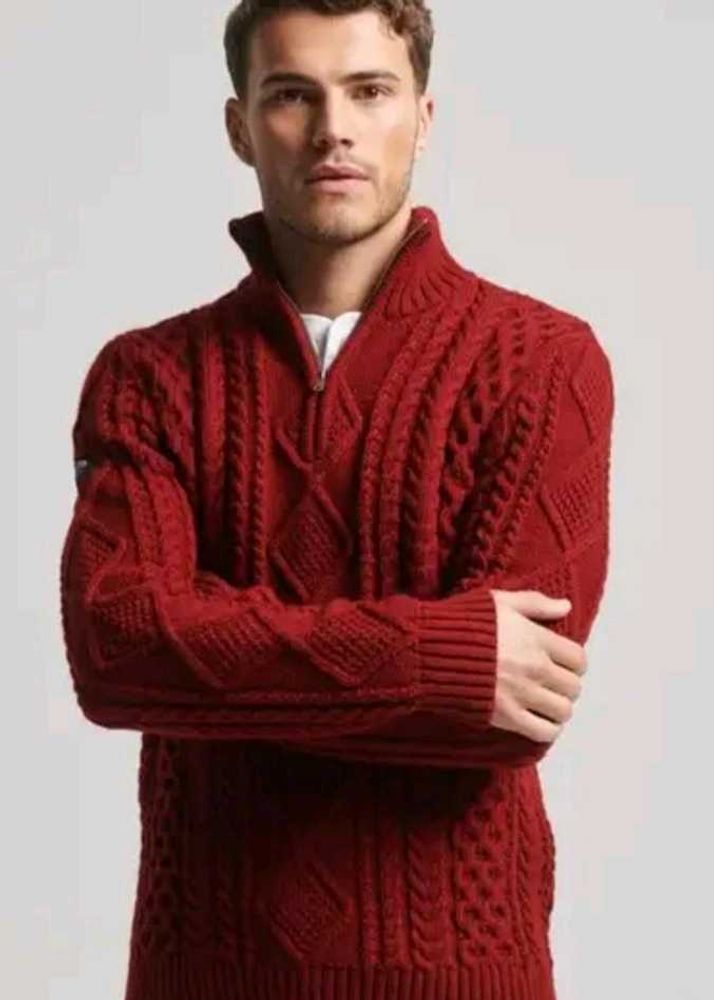 Superdry Red Cable Knit Sweater