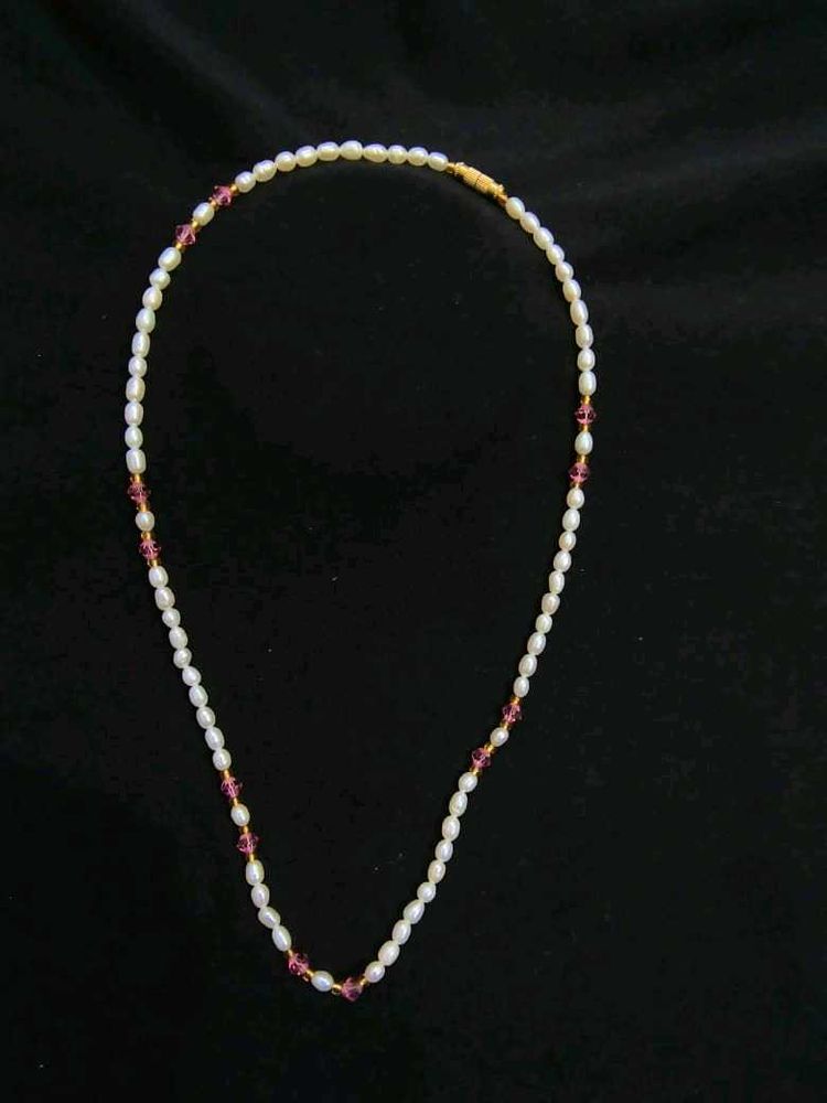 Pearl and Ruby Beaded Necklace