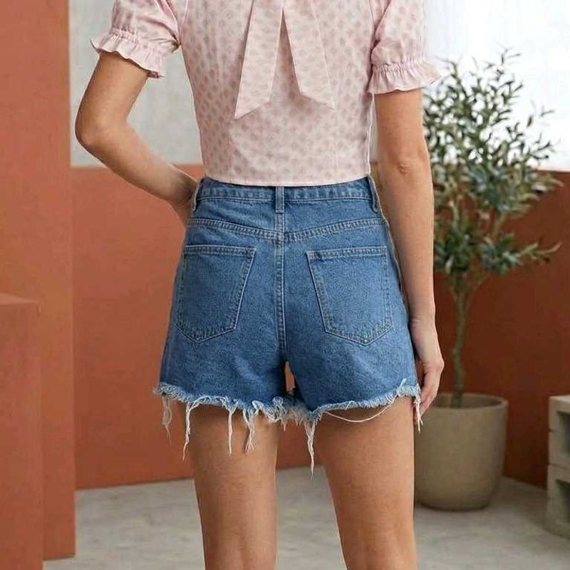 Distressed Denim Shorts
